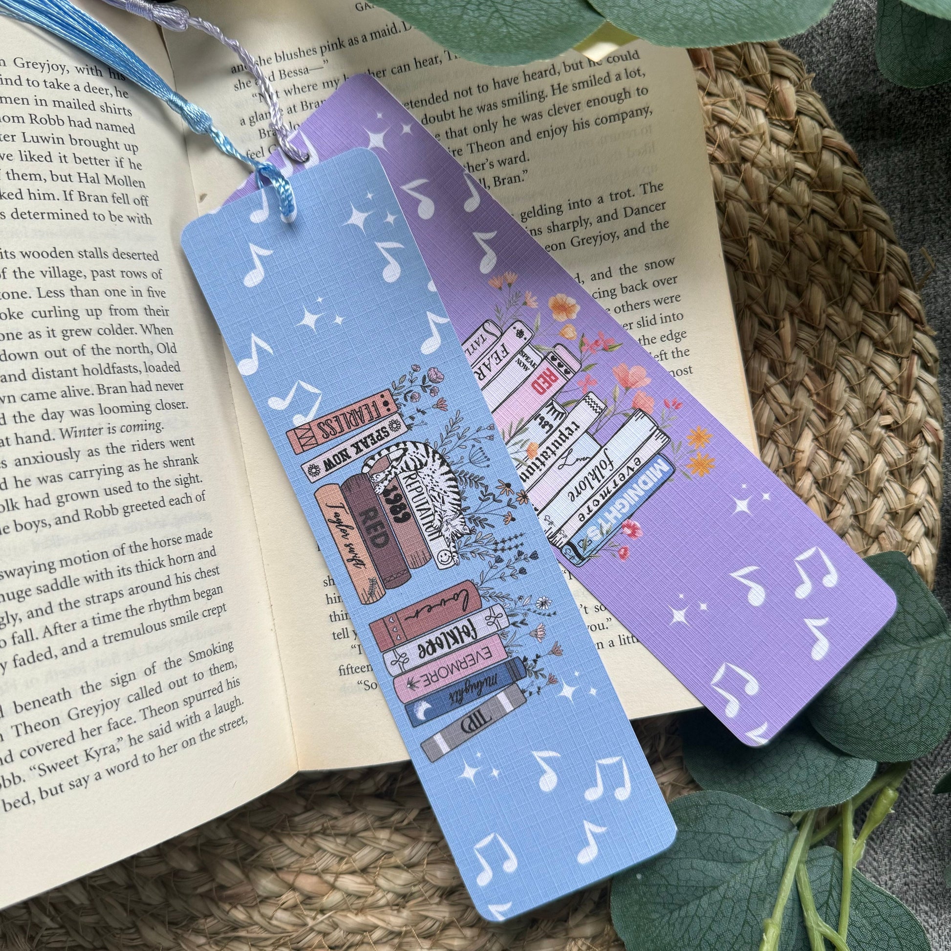 Eras Tour Swiftie Set of 2 Linen Bookmark, Aesthetic Girly Swifty bookmark, TTPD bookmark for book lovers, Music Album bookmark