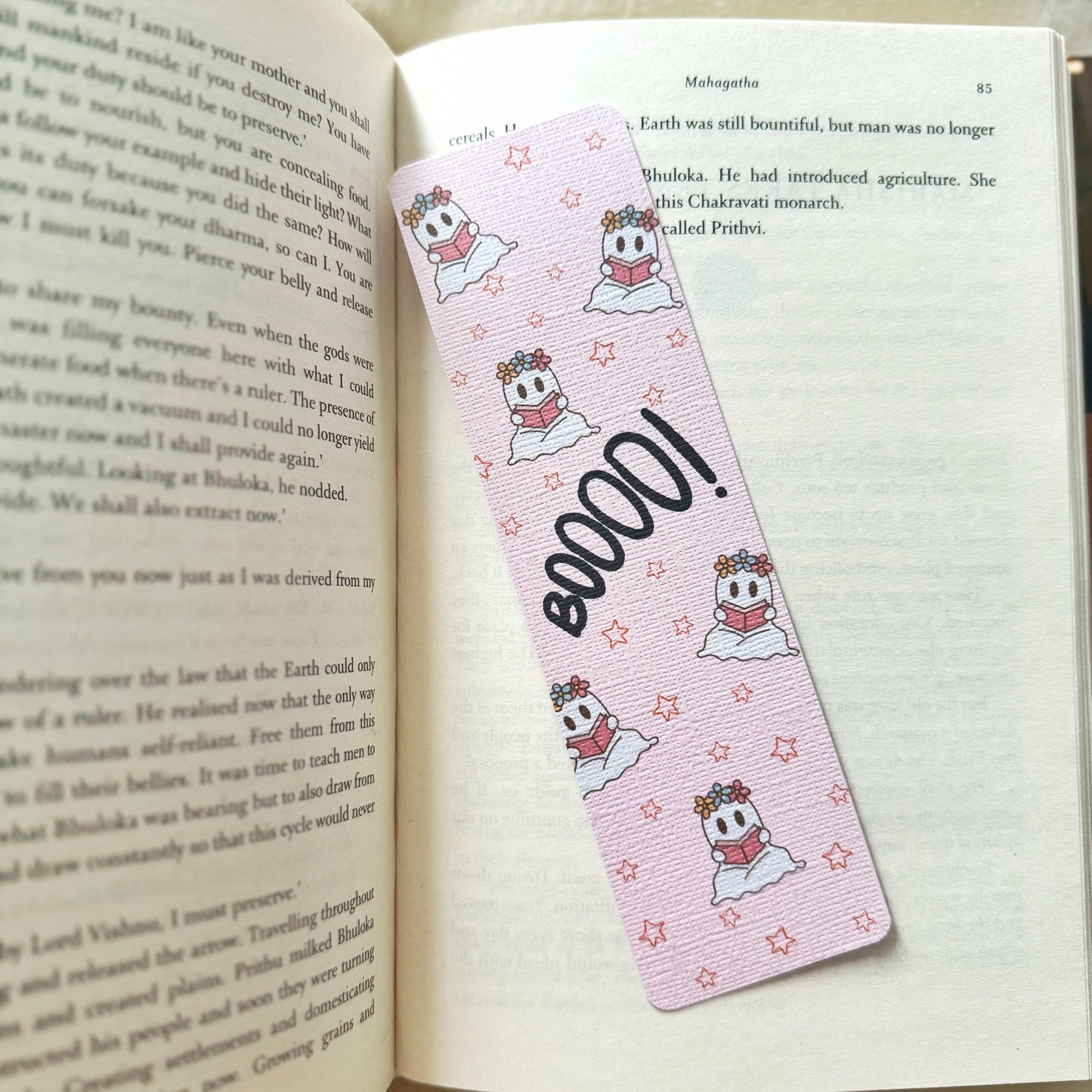 Spooky Boo Bookmark for Book Lovers double sided ,Flowery Ghost,Cute Halloween Linen Bookmark, Booklover Gift,Spooky treat for book lovers