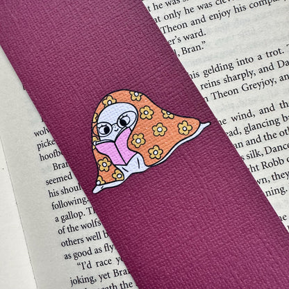 Christmas Holidays Bookworm Bookmark for Book Lovers two sided ,Ghostie Bookmark, Linen Bookmark, Booklover Gifts, stocking filler