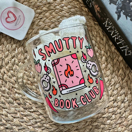 Book lover glass coffee mug . Smutty Book Club Mug . Glass mug .Gift for book lover, Bibliophile gift . Bookish mug 13oz Double walled