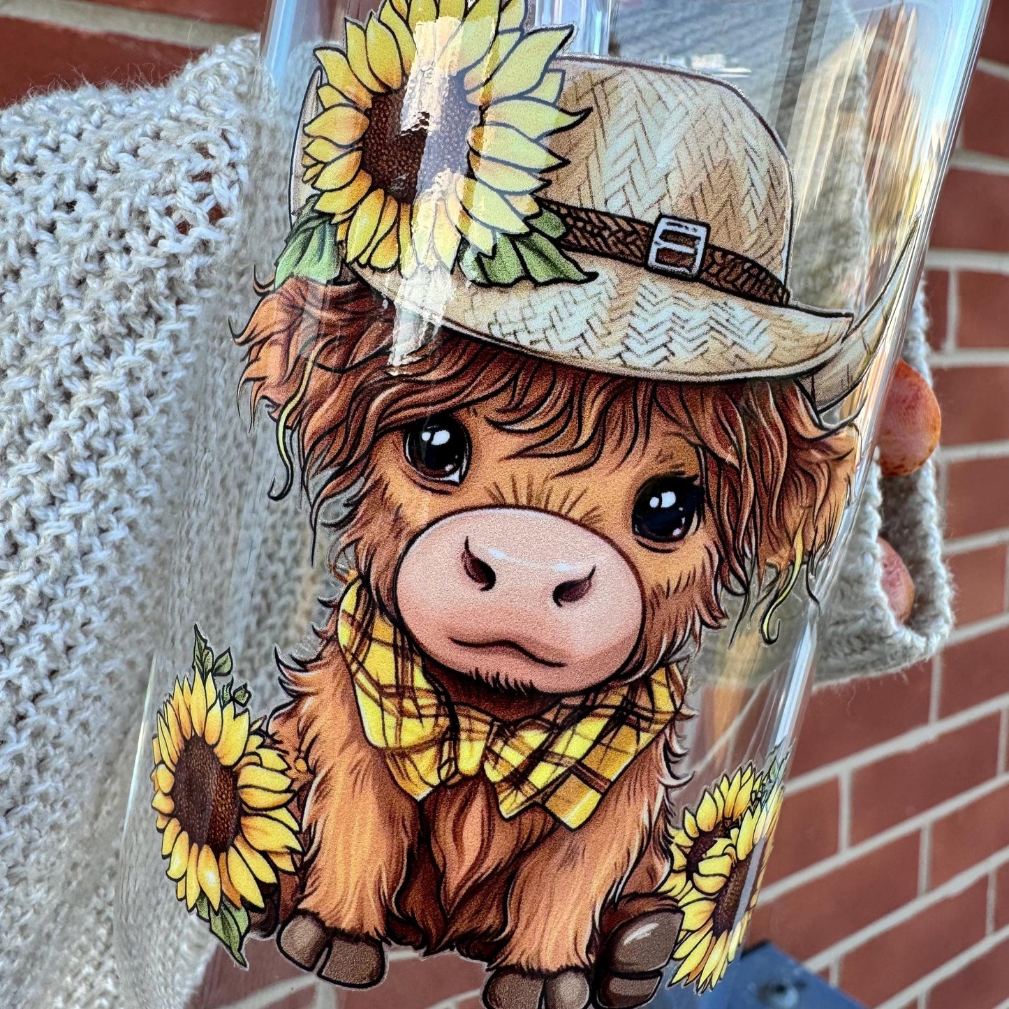 Highland cow Iced Coffee Can Glass,Highland Cow Beer Can Glass with lid and straw, Highland Cow Iced Coffee Cup, Highland Cow Glass Tumbler