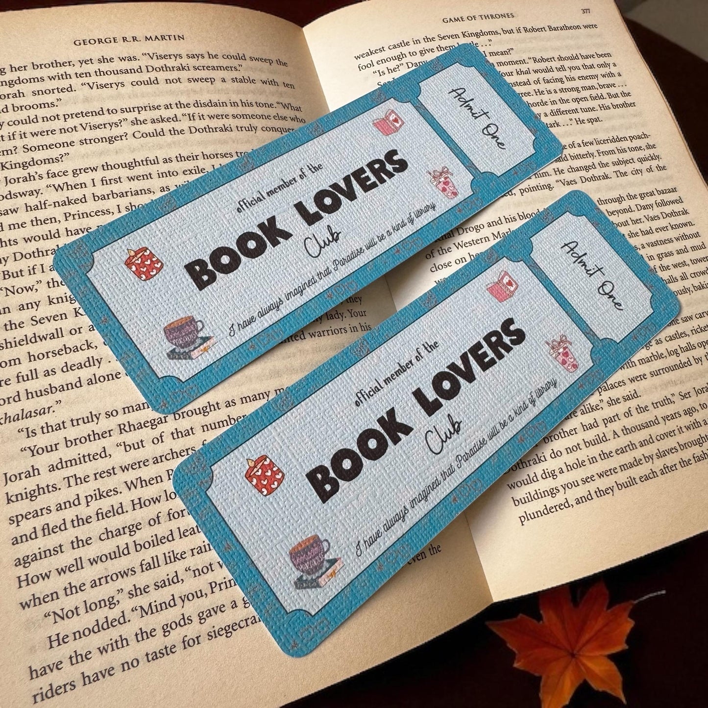 Book Lover Book Club Ticket Bookmark | Book Lover Bookmark | Bookish Bookmark | Book Club Bookmark | Admit One Bookmark Double Sided