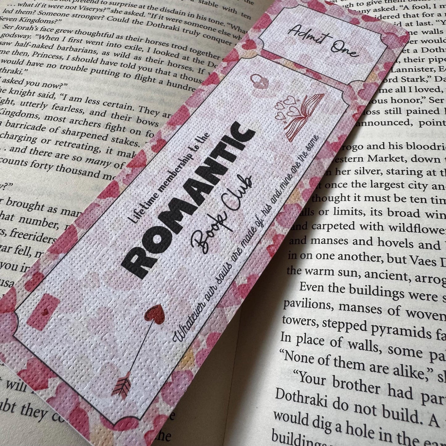 Romantic Book Club Ticket Bookmark | Romance Lover Bookmark | Bookish Bookmark | Book Club Bookmark | Admit One Bookmark Double Sided