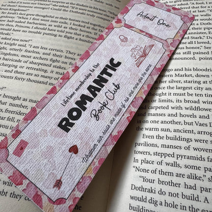 Romantic Book Club Ticket Bookmark | Romance Lover Bookmark | Bookish Bookmark | Book Club Bookmark | Admit One Bookmark Double Sided