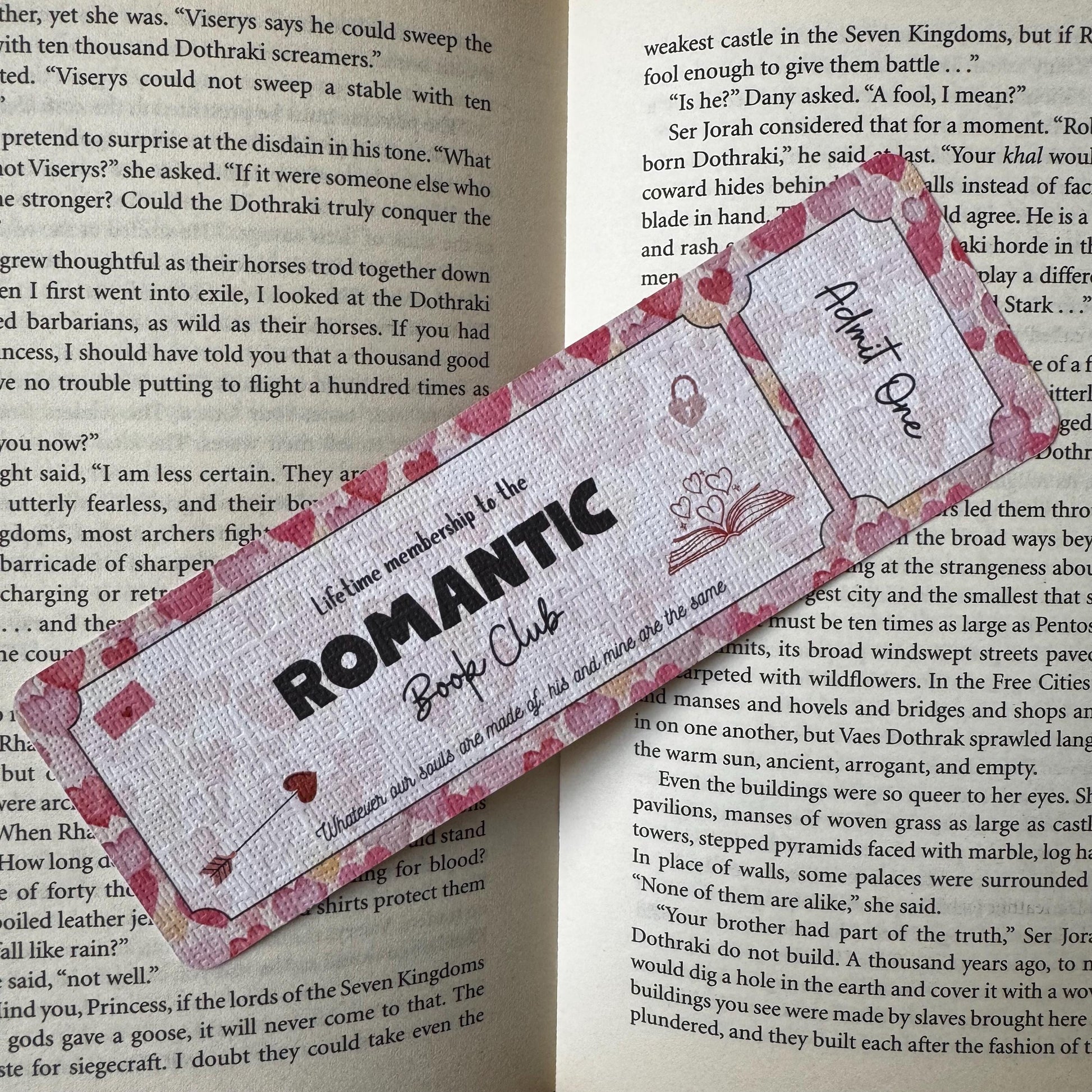 Romantic Book Club Ticket Bookmark | Romance Lover Bookmark | Bookish Bookmark | Book Club Bookmark | Admit One Bookmark Double Sided
