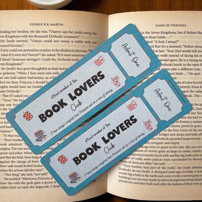 Book Lover Book Club Ticket Bookmark | Book Lover Bookmark | Bookish Bookmark | Book Club Bookmark | Admit One Bookmark Double Sided