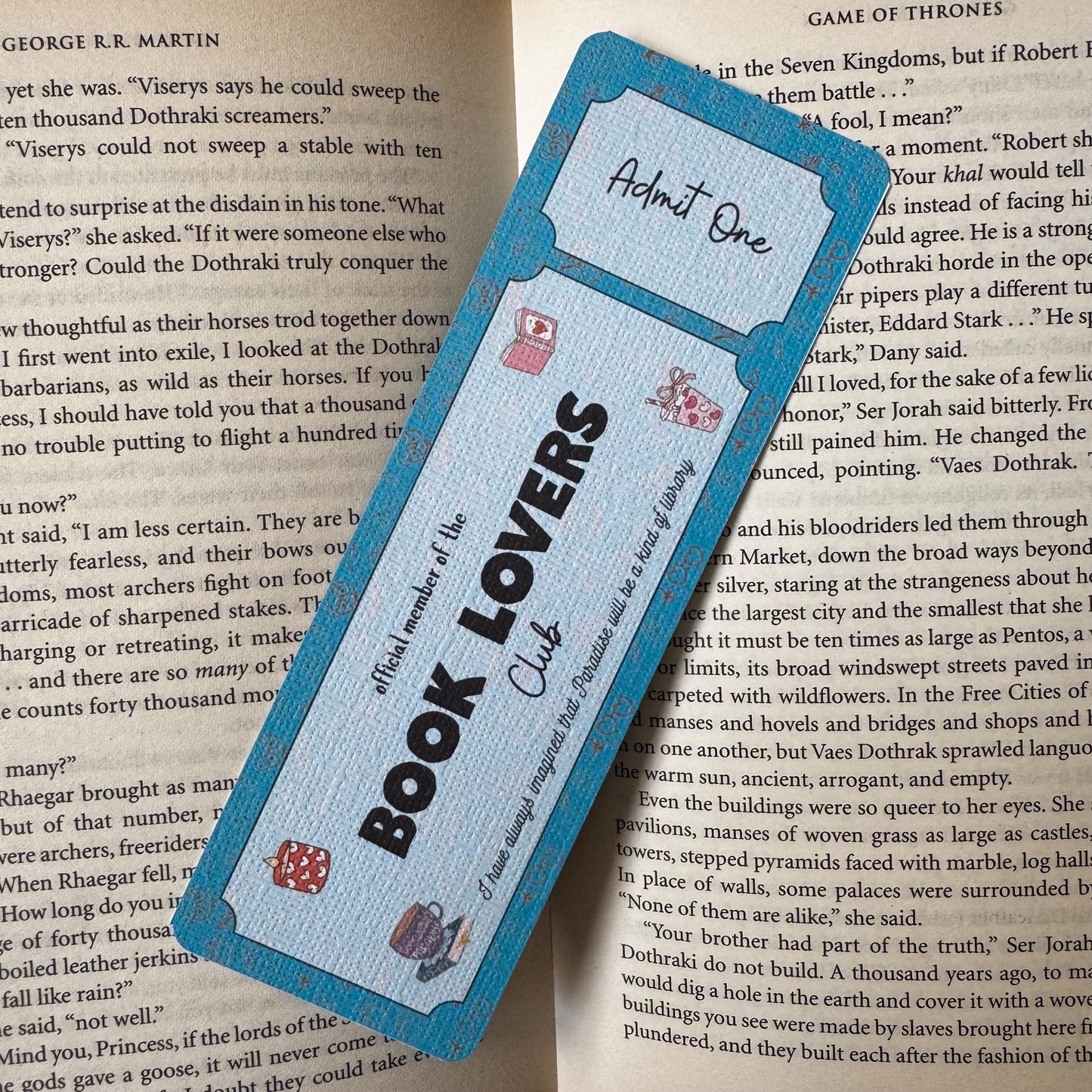 Book Lover Book Club Ticket Bookmark | Book Lover Bookmark | Bookish Bookmark | Book Club Bookmark | Admit One Bookmark Double Sided