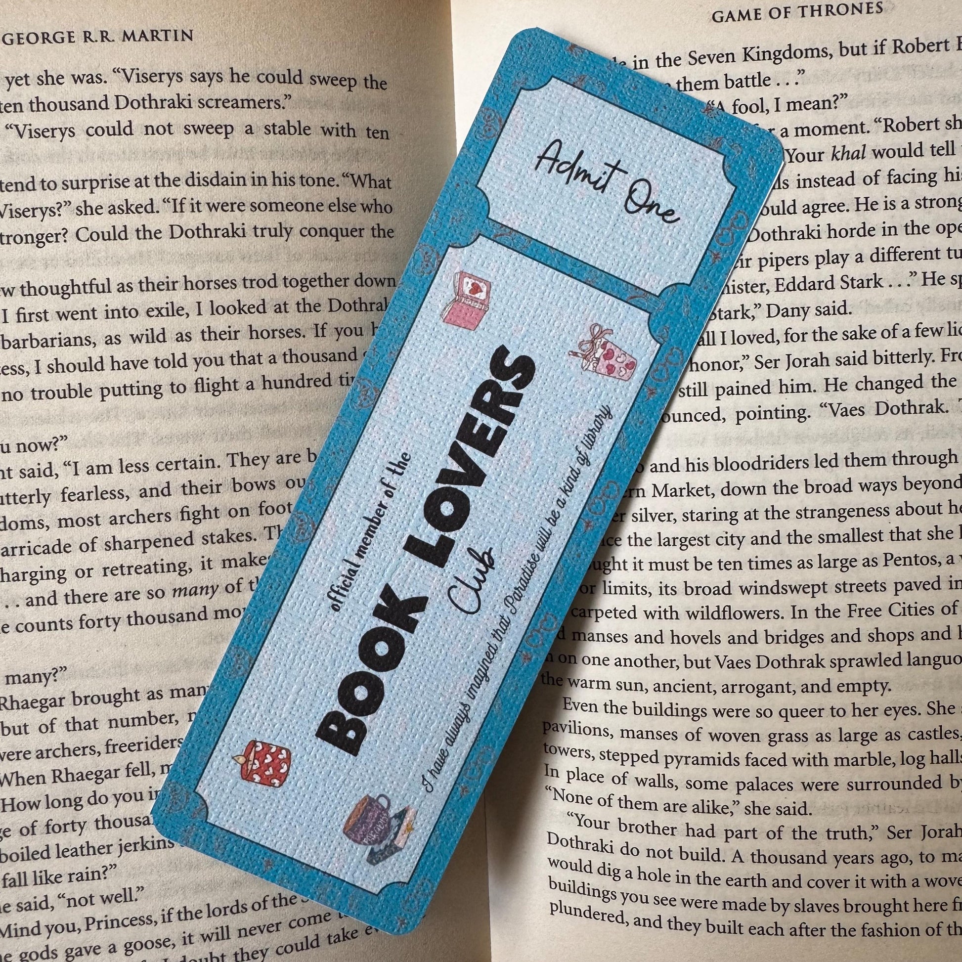 Book Lover Book Club Ticket Bookmark | Book Lover Bookmark | Bookish Bookmark | Book Club Bookmark | Admit One Bookmark Double Sided