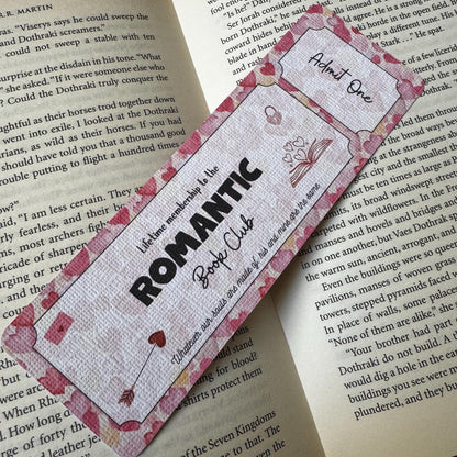 Romantic Book Club Ticket Bookmark | Romance Lover Bookmark | Bookish Bookmark | Book Club Bookmark | Admit One Bookmark Double Sided