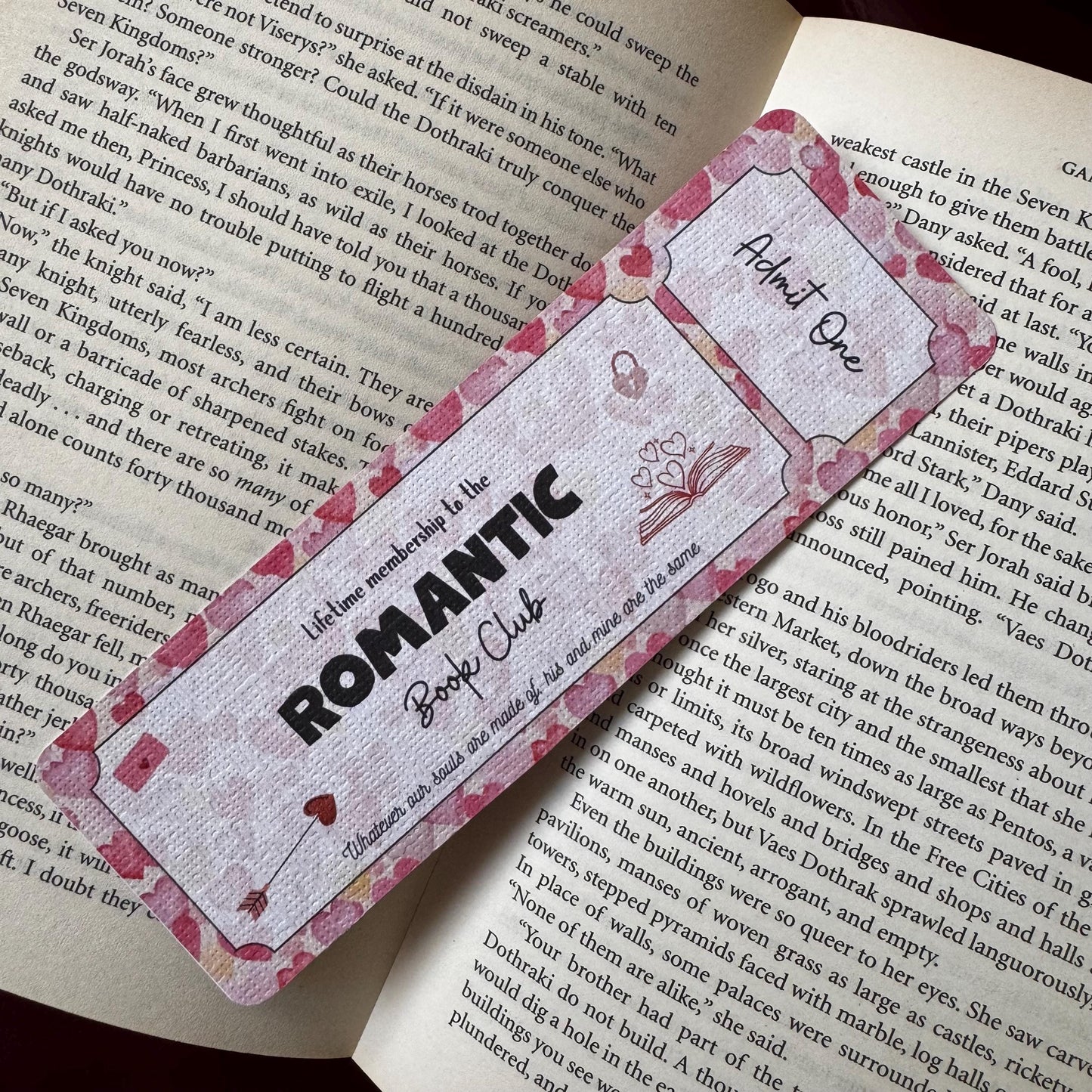 Romantic Book Club Ticket Bookmark | Romance Lover Bookmark | Bookish Bookmark | Book Club Bookmark | Admit One Bookmark Double Sided