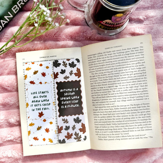 Cozy Autumn Bookmark for Book Lovers double sided ,Autumn Famous Writers quotes Linen Bookmark Doublesided, Booklover Gift,Cute Autumn Finds