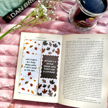 Cozy Autumn Bookmark for Book Lovers double sided ,Autumn Famous Writers quotes Linen Bookmark Doublesided, Booklover Gift,Cute Autumn Finds