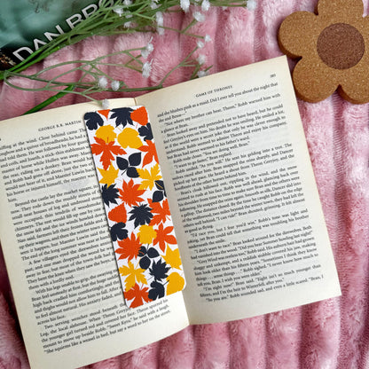 Fall Leaves Bookmark for Book Lovers double sided ,Autumn Leaves Cozy Vibes Linen Bookmark, Booklover Gift,Cute Maple Leaves Bookmark