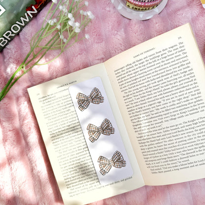 Coquette Bow Fall Bookmark for Book Lovers double sided ,Autumn Cute Bow Bookmark, Booklover Gift, Aesthetic Coquette Bow Linen Bookmark