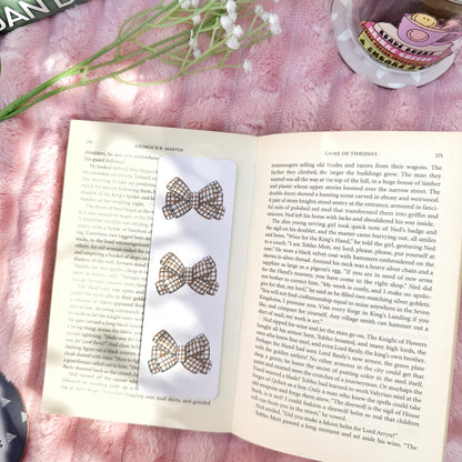 Coquette Bow Fall Bookmark for Book Lovers double sided ,Autumn Cute Bow Bookmark, Booklover Gift, Aesthetic Coquette Bow Linen Bookmark
