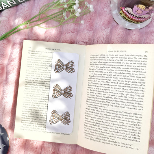 Coquette Bow Fall Bookmark for Book Lovers double sided ,Autumn Cute Bow Bookmark, Booklover Gift, Aesthetic Coquette Bow Linen Bookmark