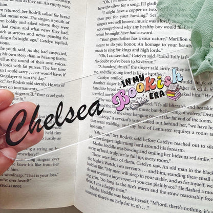 Personalized 'In My Bookish Era' Acrylic Bookmark with Ribbon