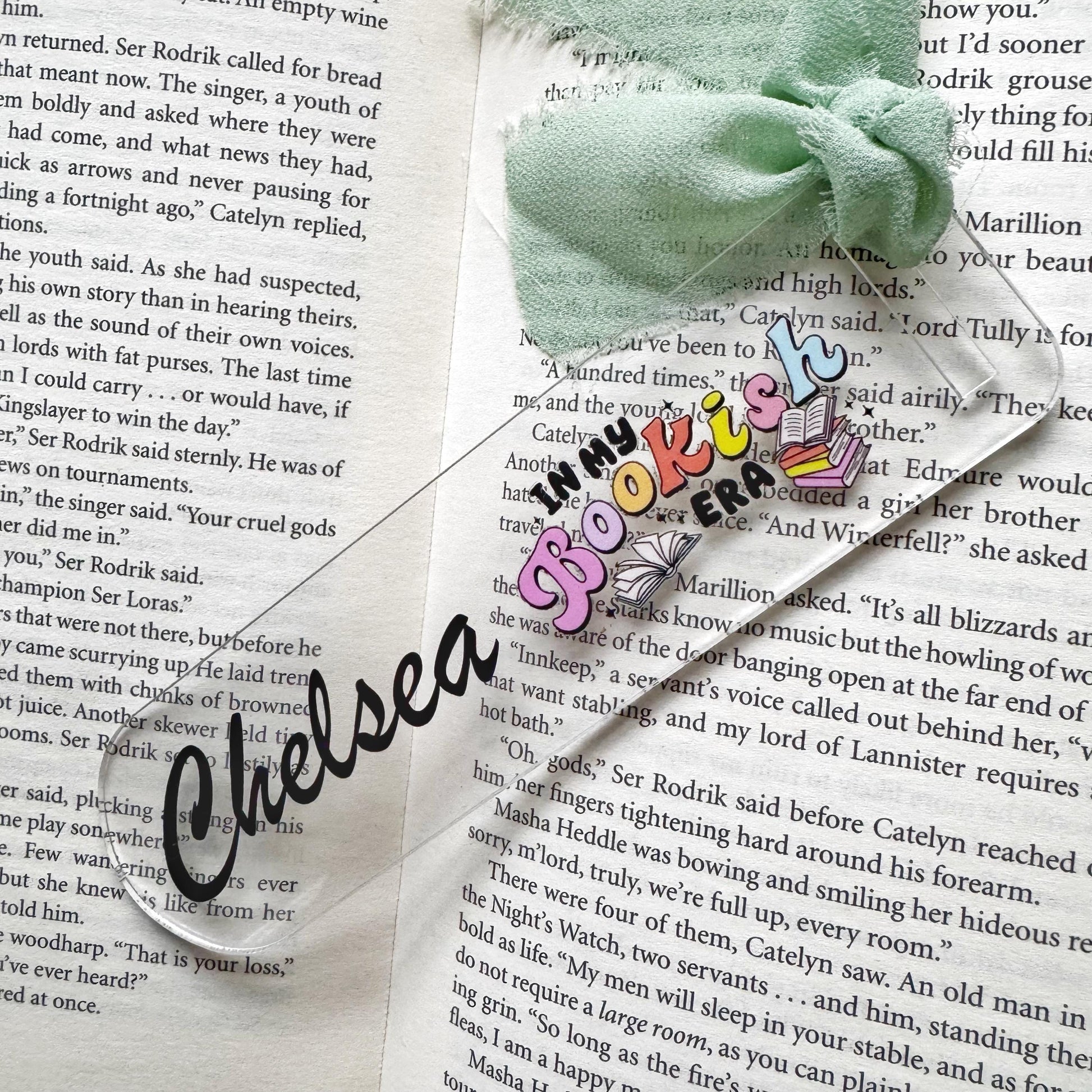Personalized 'In My Bookish Era' Acrylic Bookmark with Ribbon
