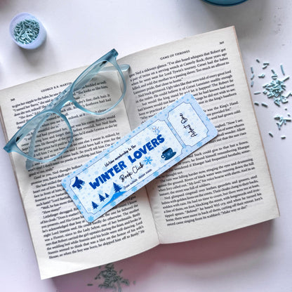 Winter Lovers Book Club Bookmark Admit one, Double Side 2x6 inch Linen Paper Gift