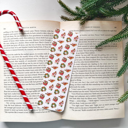 Dachshund Christmas Bookmark, Double Side 2x6 inch Linen Paper Gift