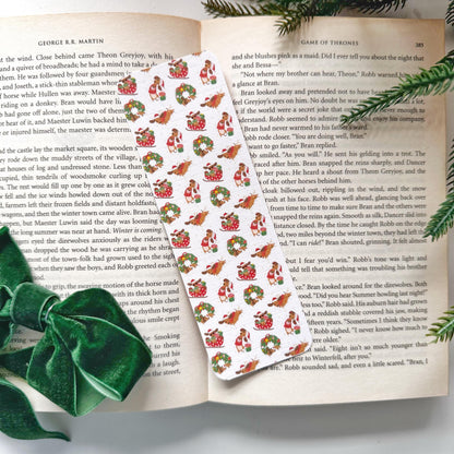Dachshund Christmas Bookmark, Double Side 2x6 inch Linen Paper Gift