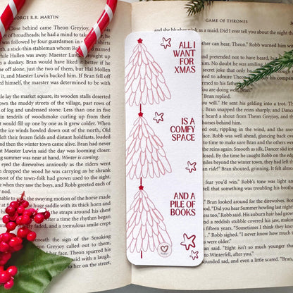 The Christmas Tree Bookmark for Book Lovers Double Side 2x6 inch Linen Paper Gift