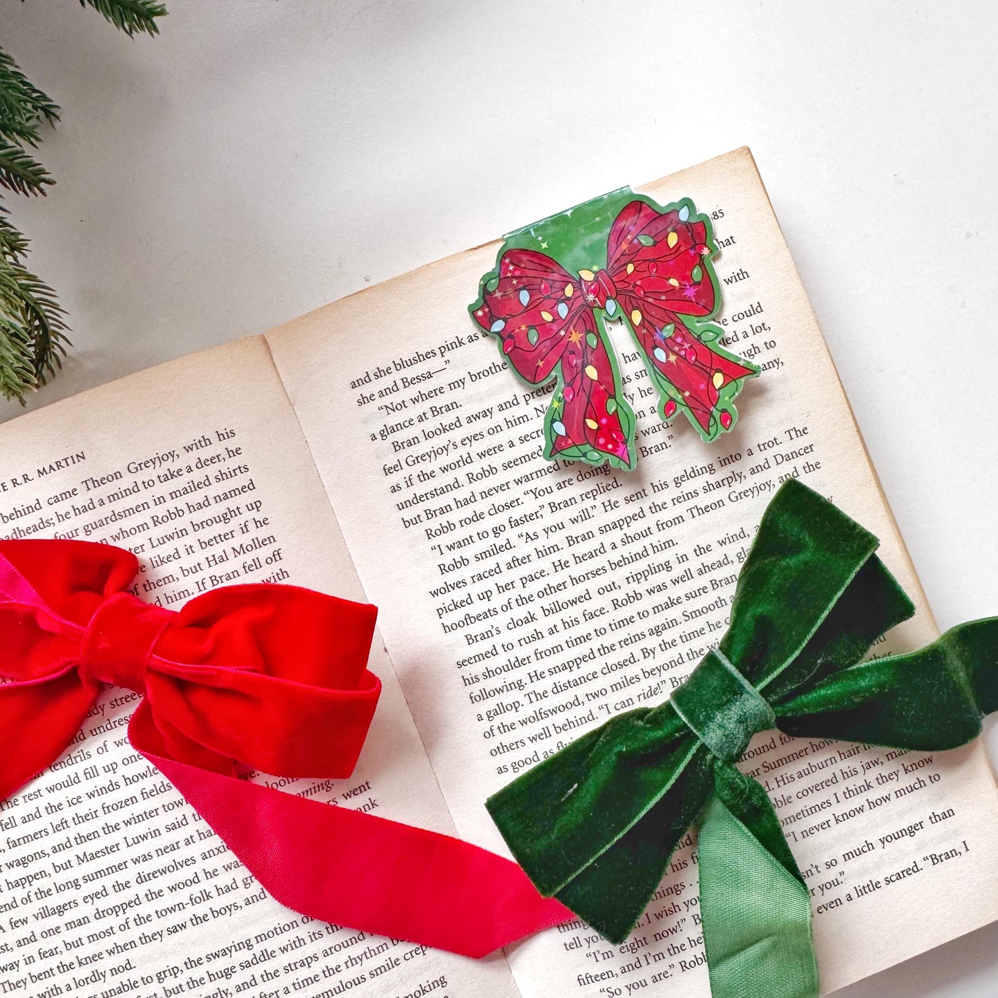 Christmas Bow Magnetic Bookmark: Coquette Bow, Book Lover Gift