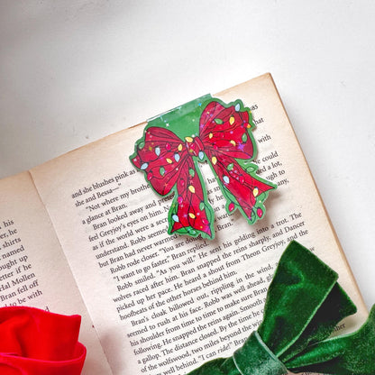 Christmas Bow Magnetic Bookmark: Coquette Bow, Book Lover Gift
