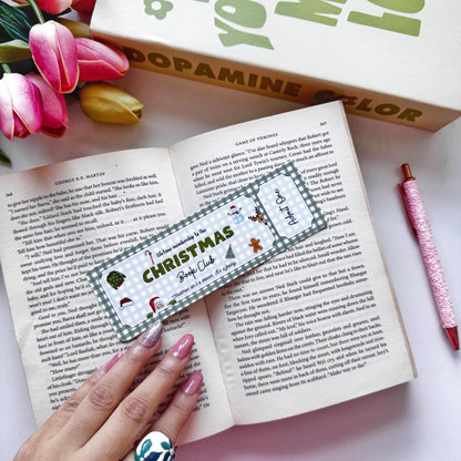 Christmas Book Club Bookmark Admit one, Double Side 2x6 inch Linen Paper Gift