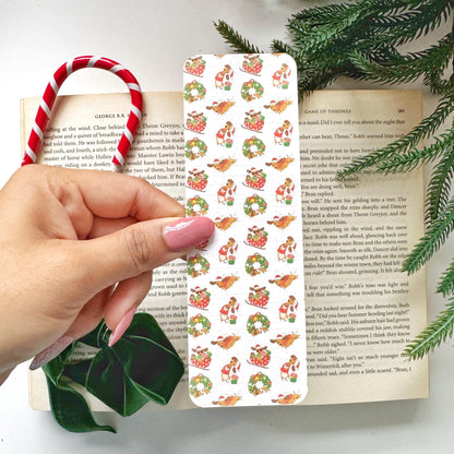 Dachshund Christmas Bookmark, Double Side 2x6 inch Linen Paper Gift