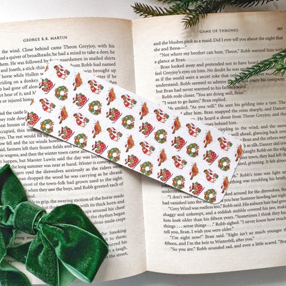Dachshund Christmas Bookmark, Double Side 2x6 inch Linen Paper Gift