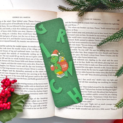 The Green Christmas TBR Bookmark for Book Lovers Double Side 2x6 inch Linen Paper Gift