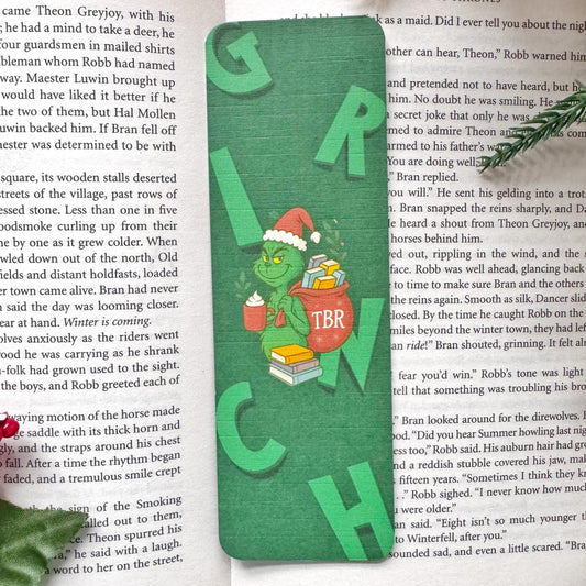 The Green Christmas TBR Bookmark for Book Lovers Double Side 2x6 inch Linen Paper Gift