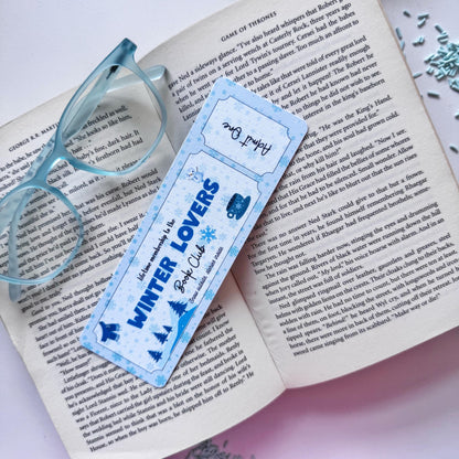 Winter Lovers Book Club Bookmark Admit one, Double Side 2x6 inch Linen Paper Gift