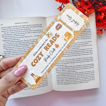 Cozy Book Club Bookmark Admit one, Double Side 2x6 inch Linen Paper Gift