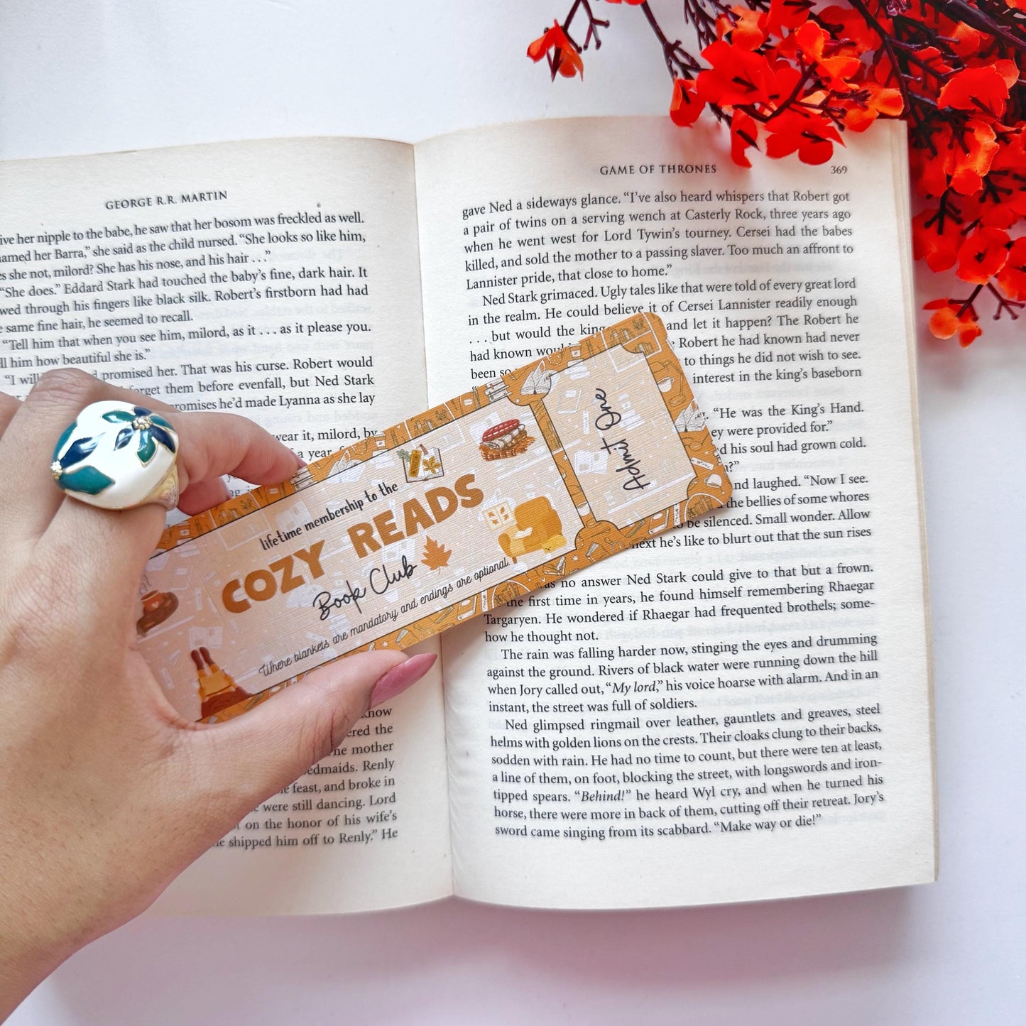 Cozy Book Club Bookmark Admit one, Double Side 2x6 inch Linen Paper Gift