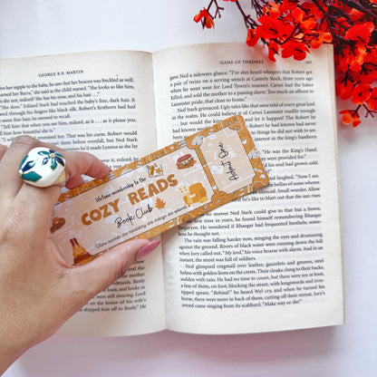 Cozy Book Club Bookmark Admit one, Double Side 2x6 inch Linen Paper Gift