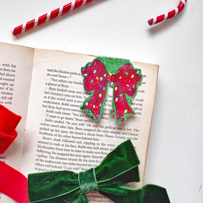 Christmas Bow Magnetic Bookmark: Coquette Bow, Book Lover Gift