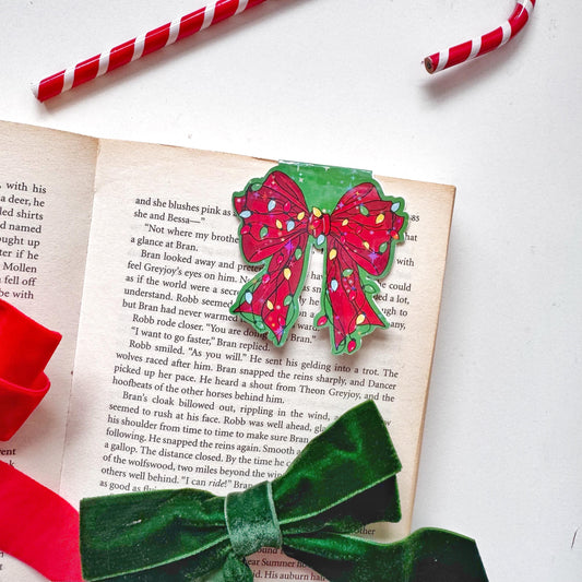 Christmas Bow Magnetic Bookmark: Coquette Bow, Book Lover Gift