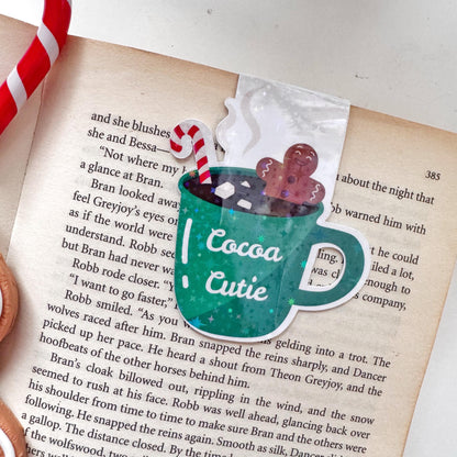 Cocoa Cutie Magnetic Bookmark: hot cocoa lover , Book Lover Gift