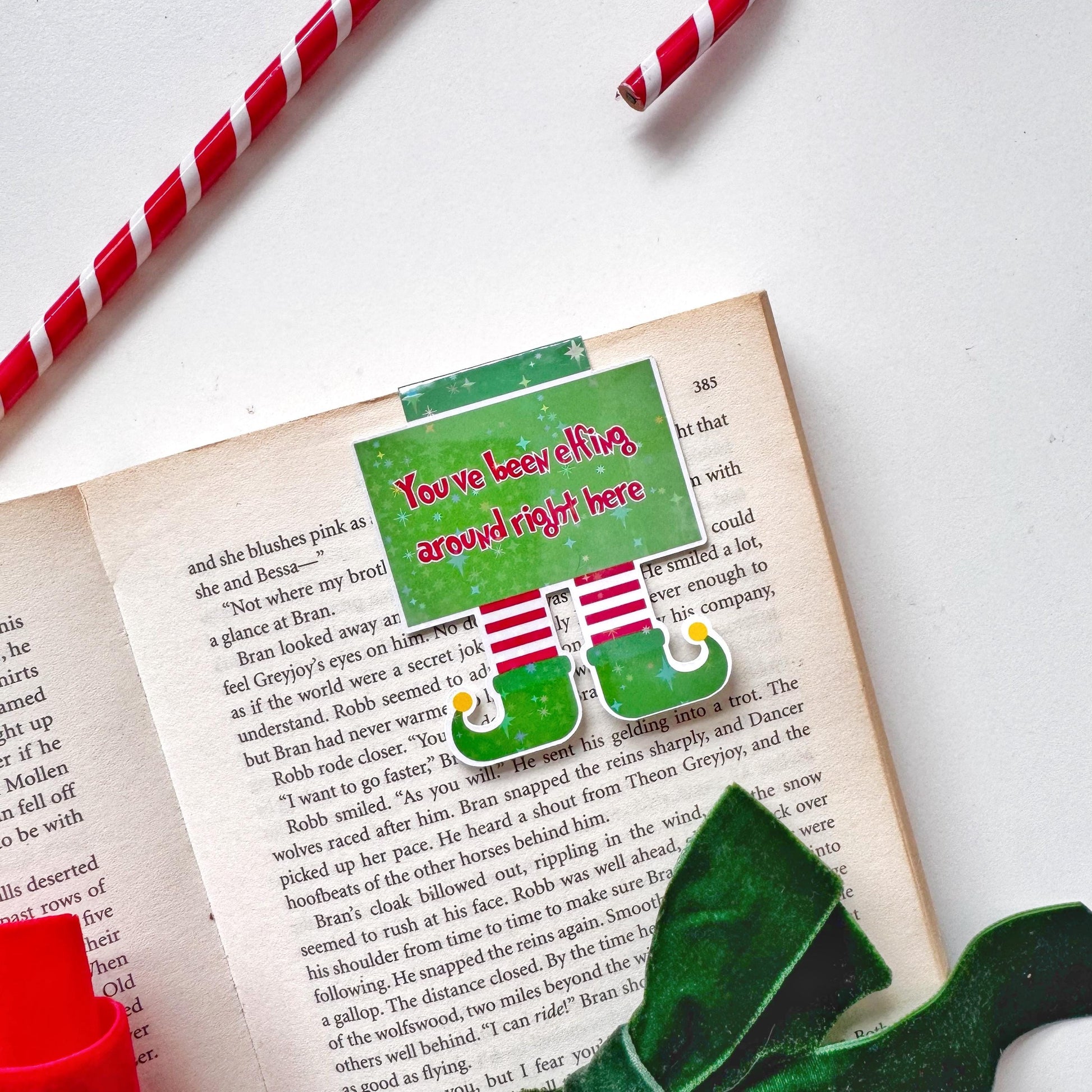 Elf Holiday Magnetic Bookmark: Elfing around booknerd Gift, Book Lover Gift
