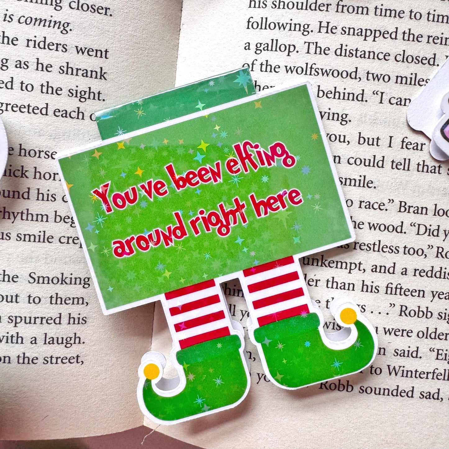 Elf Holiday Magnetic Bookmark: Elfing around booknerd Gift, Book Lover Gift
