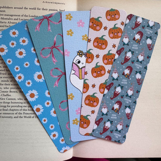 Mystery Bookmark Bundle (5-Pack) | Assorted Designs | Linen Paper Bookmarks