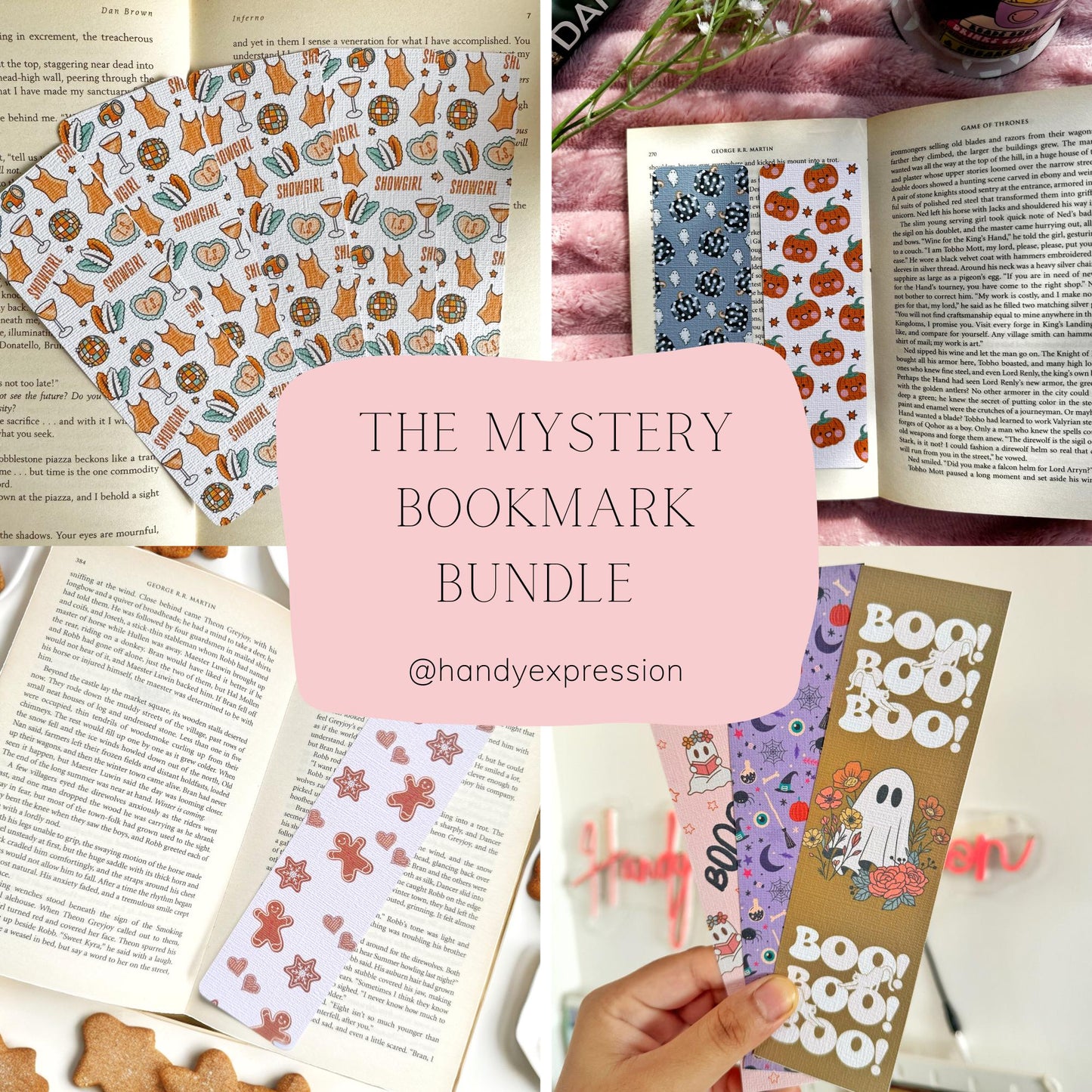 Mystery Bookmark Bundle (5-Pack) | Assorted Designs | Linen Paper Bookmarks