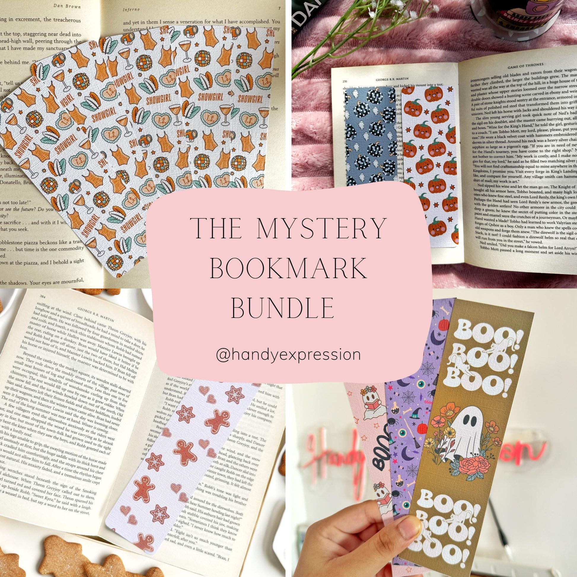 Mystery Bookmark Bundle (5-Pack) | Assorted Designs | Linen Paper Bookmarks