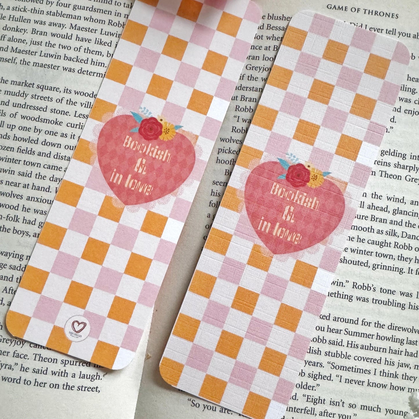 Bookish and in Love : Valentines Bookish Linen Bookmark Double Sided