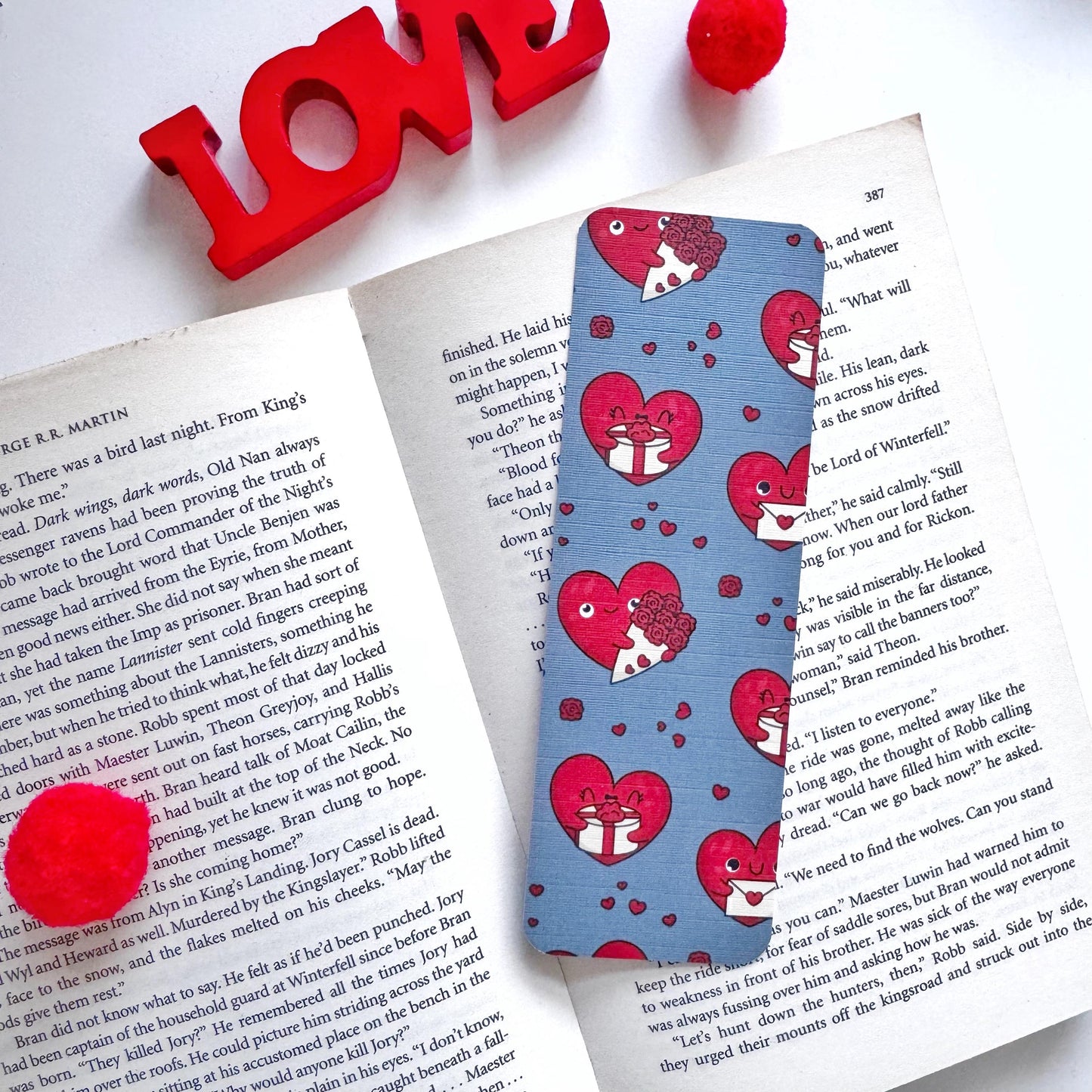 Bookish Heart Reading Books Linen Bookmark – Minimalist Double Sided Bookmark