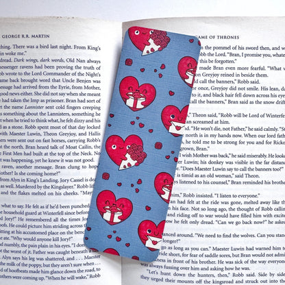 Bookish Heart Reading Books Linen Bookmark – Minimalist Double Sided Bookmark