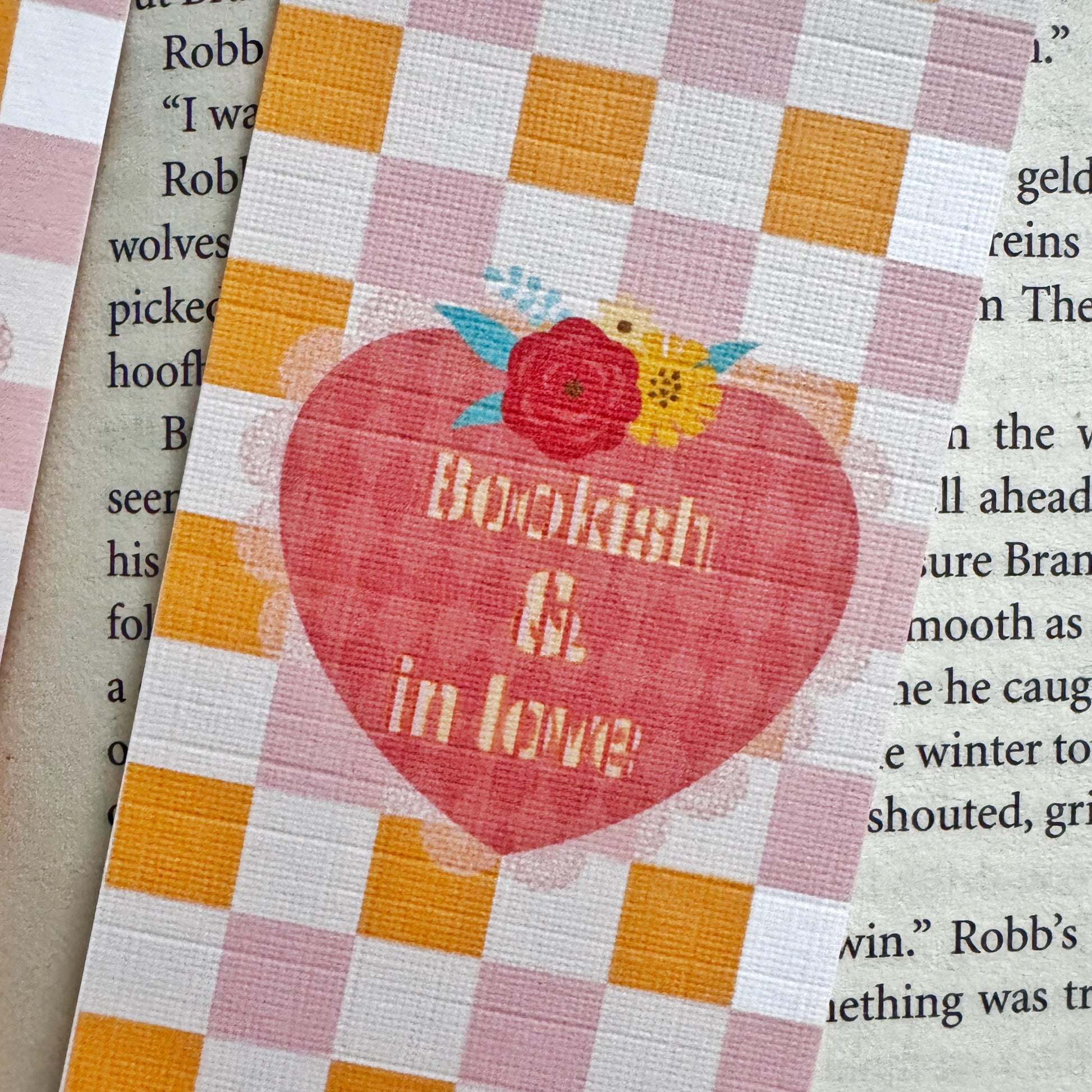 Bookish and in Love : Valentines Bookish Linen Bookmark Double Sided