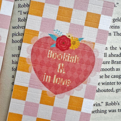 Bookish and in Love : Valentines Bookish Linen Bookmark Double Sided